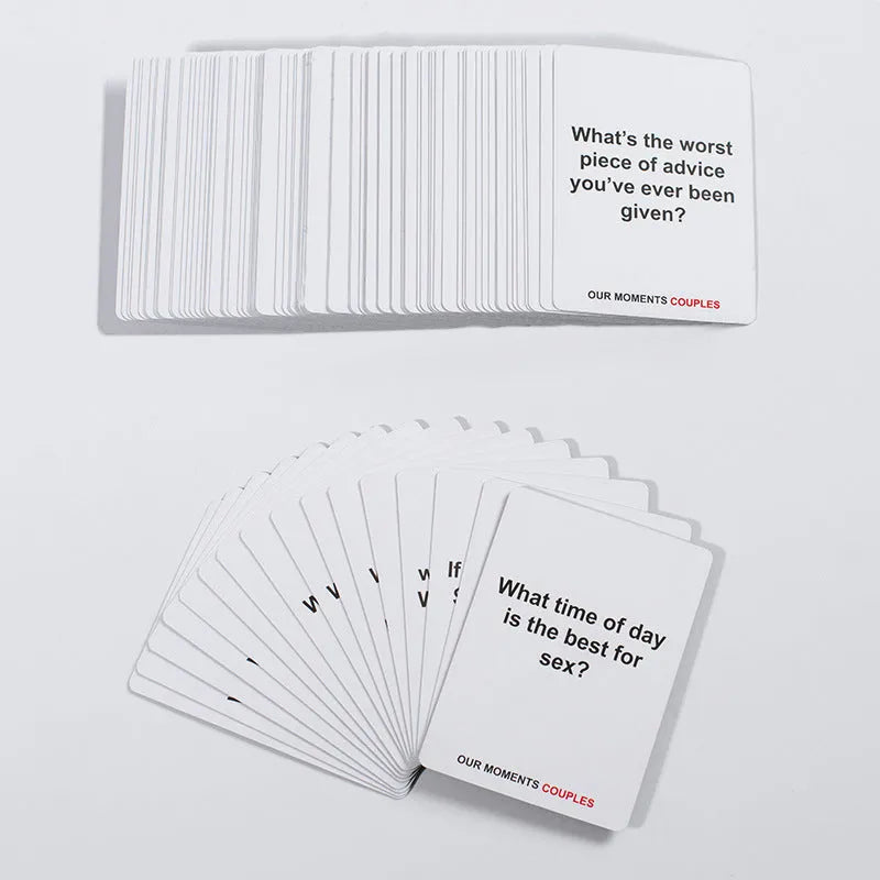 Communication cards for couples emotional exchange, English Opening Card Our Time Lovers Edition, black coated paper box measuring 9cm by 6.5cm by 3.5cm, relationship building tools