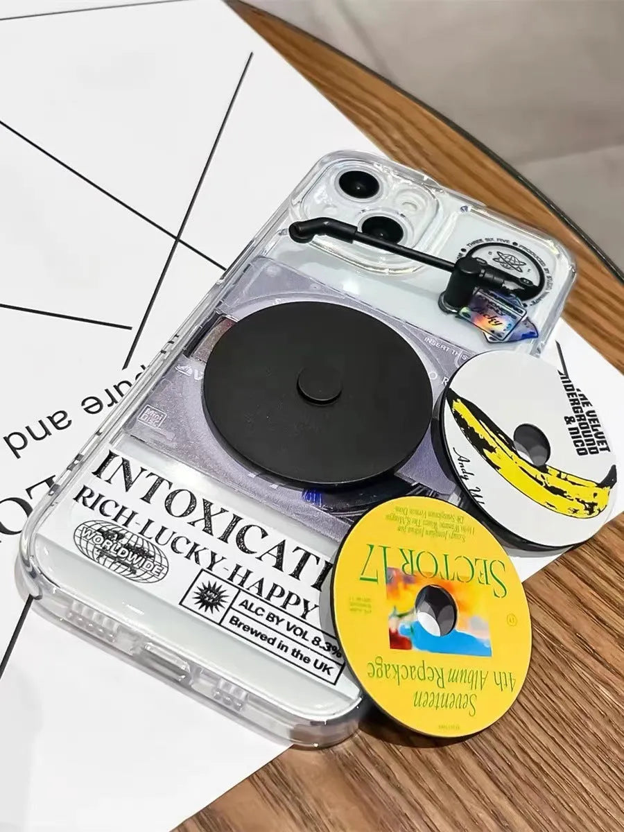 Vinyl radio iPhone case in TPU silicone with two random records and shockproof anti-fingerprint functions