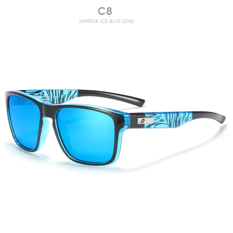Men's polarised sunglasses with TAC lenses and PC frame in a selection of colours for outdoor use.
