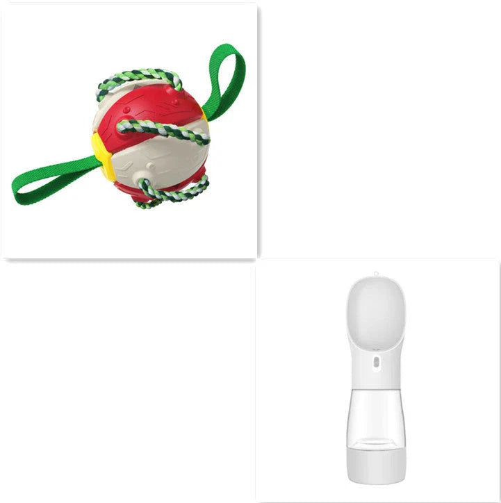 Versatile Frisbee-style dog toy with a unique shape-shifting design that transforms from a sphere to a flat Frisbee mid-flight, providing endless entertainment and exercise for your furry friend.