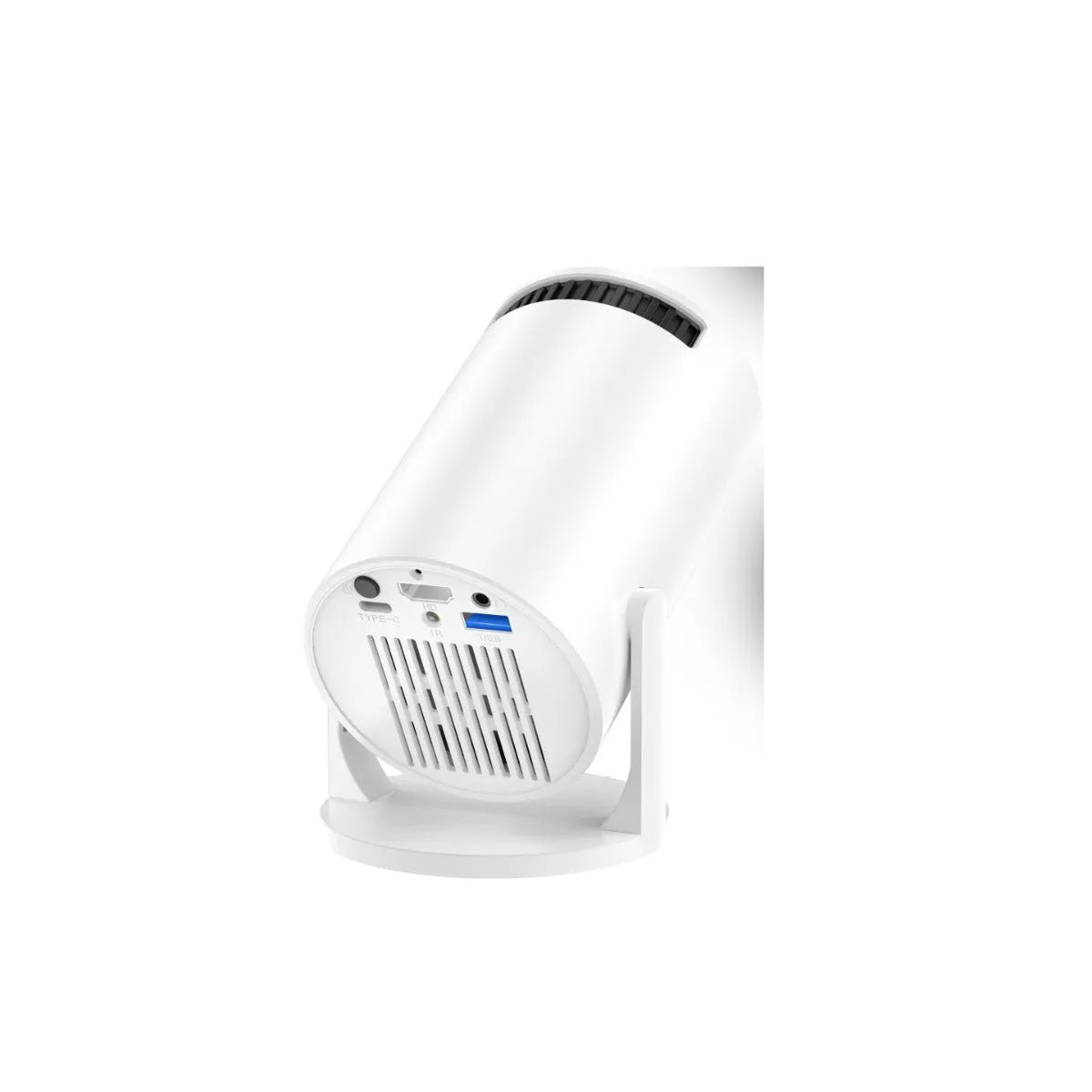 White mini wireless portable projector showing 1080p HD resolution display with wireless connectivity