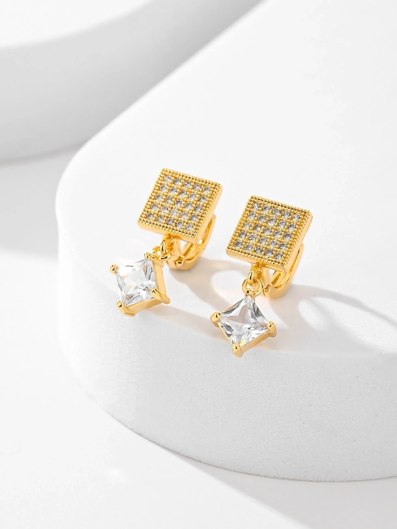 Square fashion zircon earrings in various colours, perfect for women's accessories