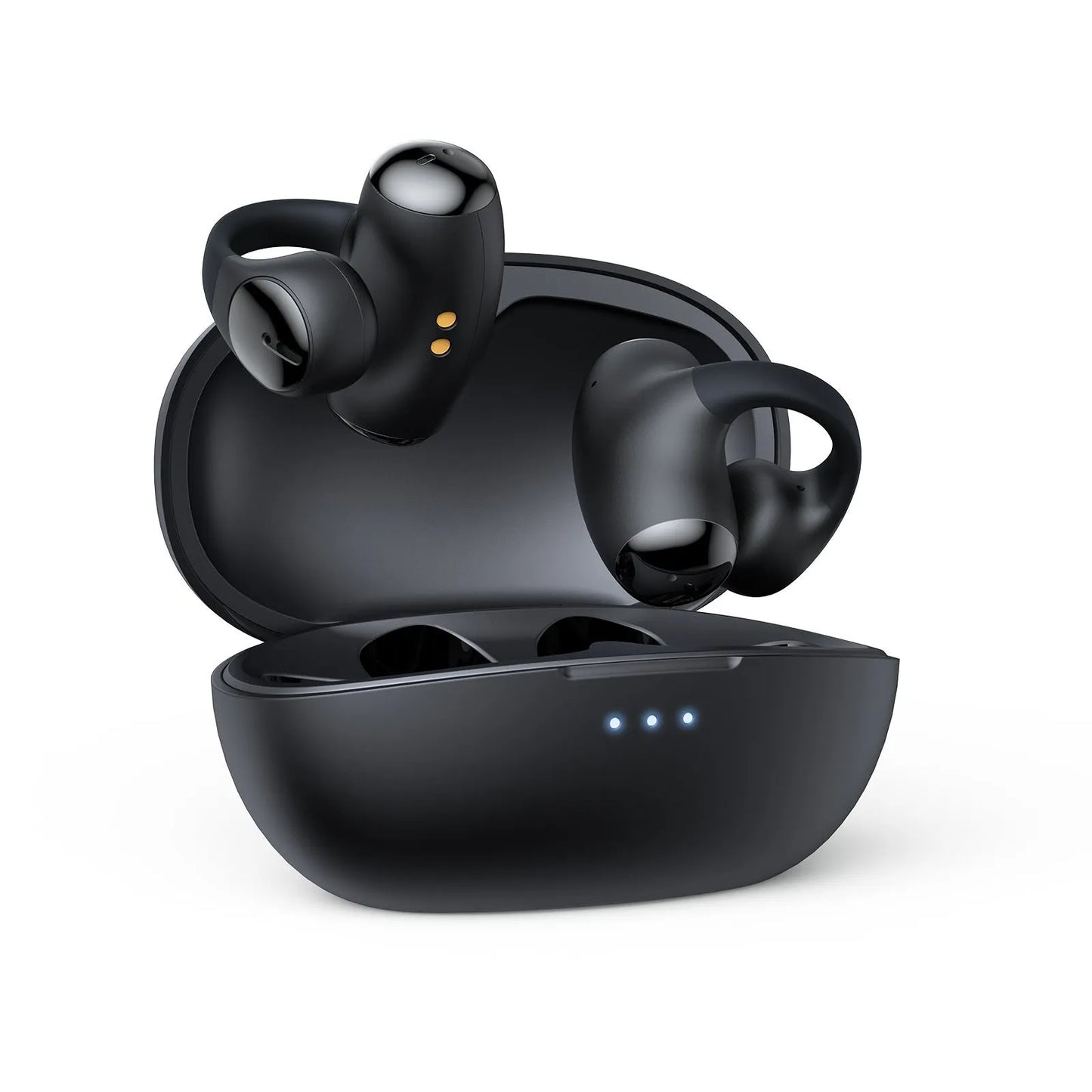 Black and white T306 wireless Bluetooth clip-on sports gaming headset on a plain background.