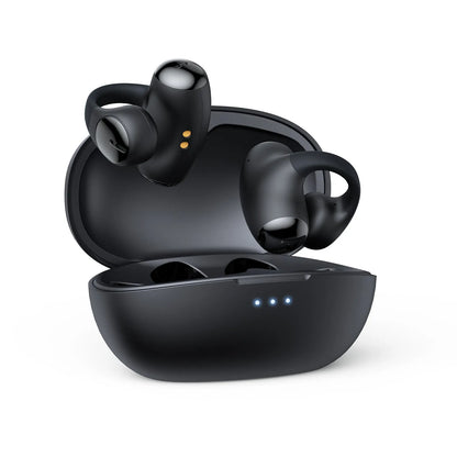Black and white T306 wireless Bluetooth clip-on sports gaming headset on a plain background.