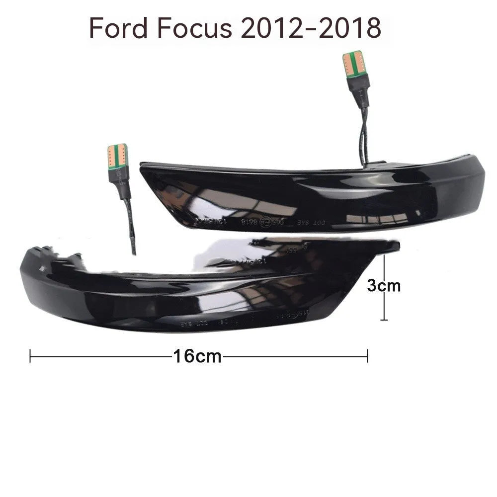 Ford Focus and Mondeo rearview mirror LED waterfall light kit in yellow or yellow and blue two-tone