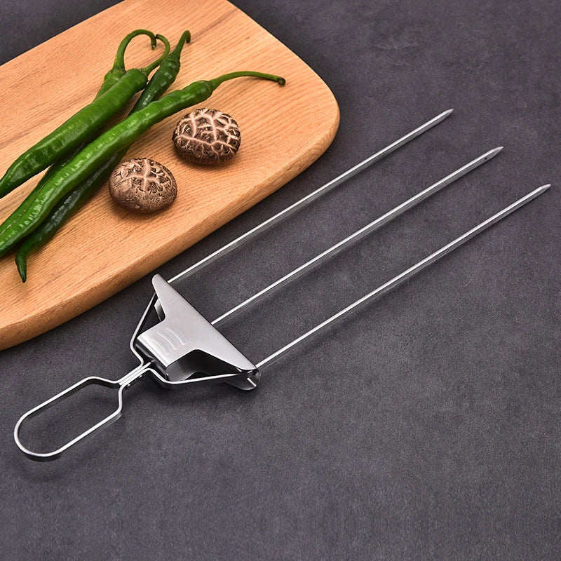 Durable stainless steel barbecue skewers with secure gripping, even cooking, and easy food removal