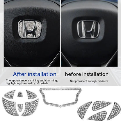 Zinc alloy diamond decorative sticker for Toyota car steering wheel centre