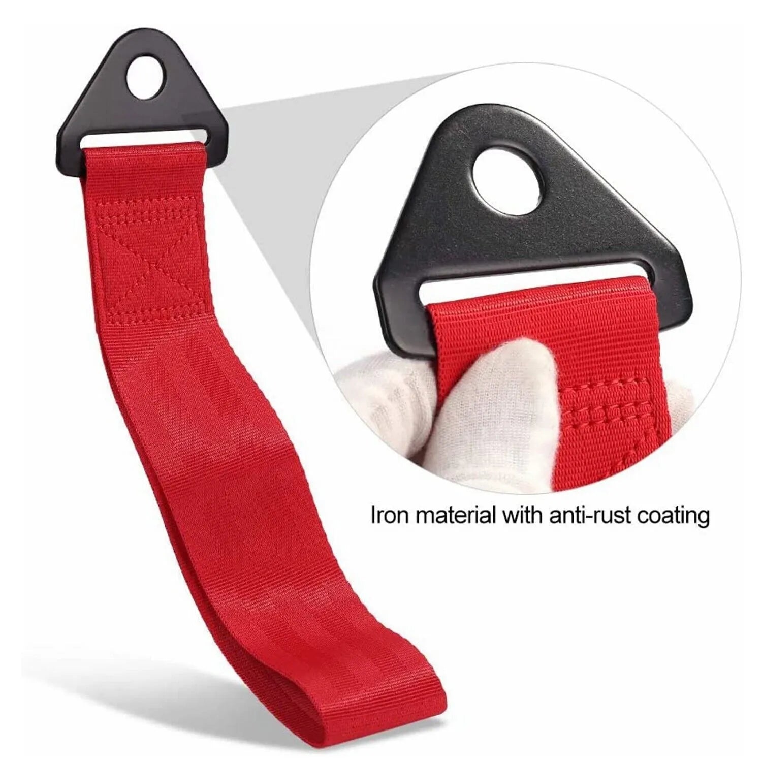 Automotive trailer rope with front bumper ribbon in red, blue, purple, gold, and black colour options