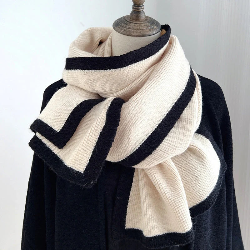 Premium knitted wool scarf in various classic British colours, including red, camel, grey, black, beige, and army green