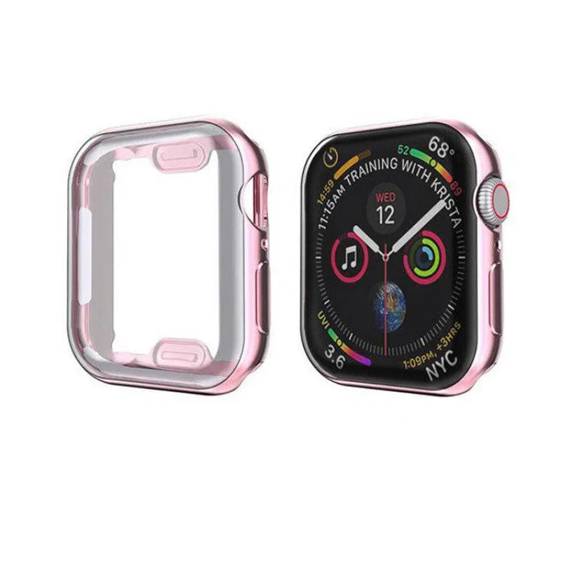 TPU watch case cover in pink for 38mm 40mm 42mm 44mm smartwatch, flexible protective shell
