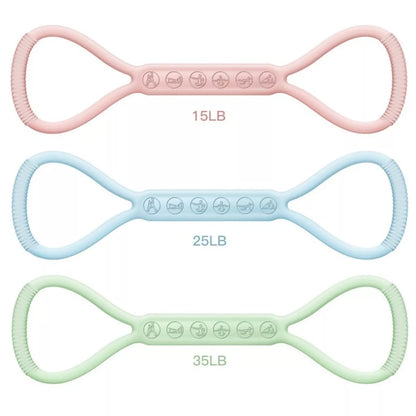 8-character Puller Silicone Yoga Mini Band Kit with Light, Medium, and Heavy resistance bands