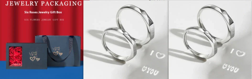 Elegant S925 sterling silver rings with a hidden love pattern design, adjustable sizing for a personalized fit.