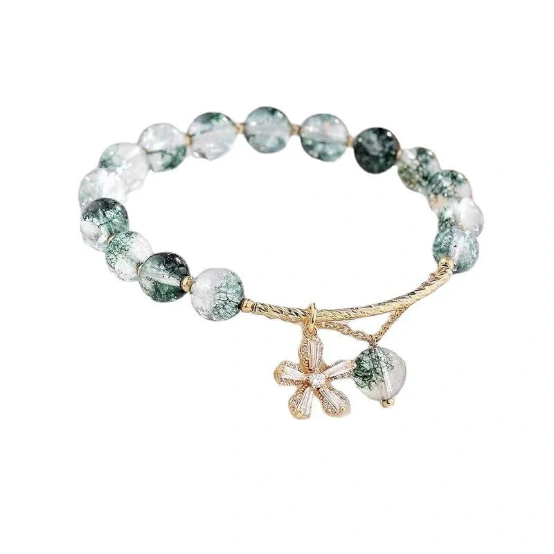 Small Design Crystal Bracelet with Green Ghost Beads for Women