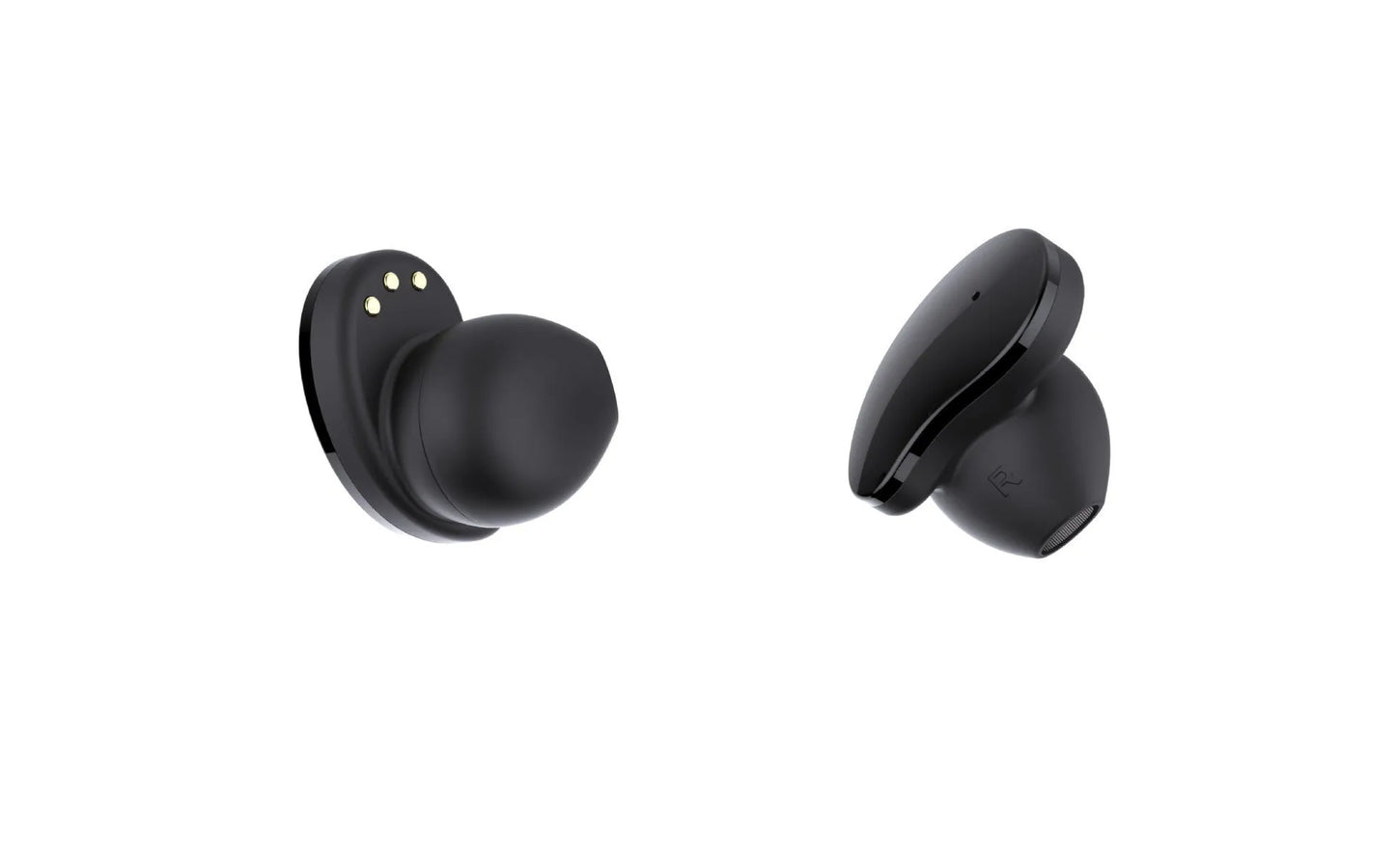 Black smart watch with detachable Bluetooth earphones docked on the side