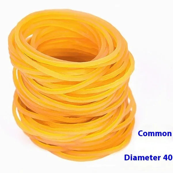 Rubber Bands 500g Pack Assorted Sizes Yellow Rubber Rings for Office, Home, Crafts, and Packaging, High-Tensile Elastic Bands in 16mm, 25mm, 32mm, 38mm, 50mm, 60mm, 70mm Diameters