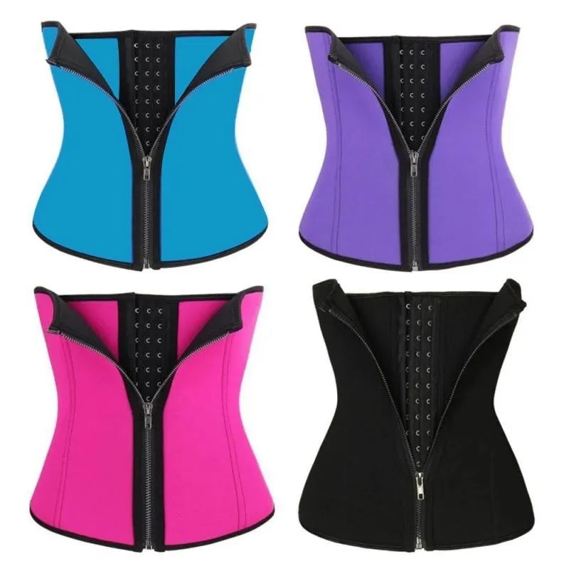 Neoprene belly band corset in black colour showing diving fabric texture and shaping design