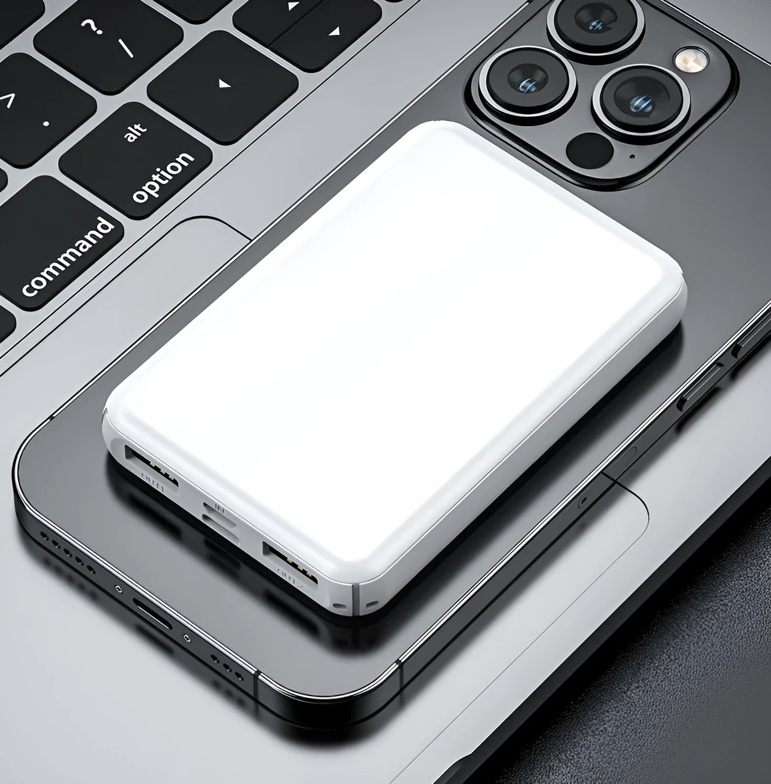 Black electric heating vest power bank with USB port and compact design