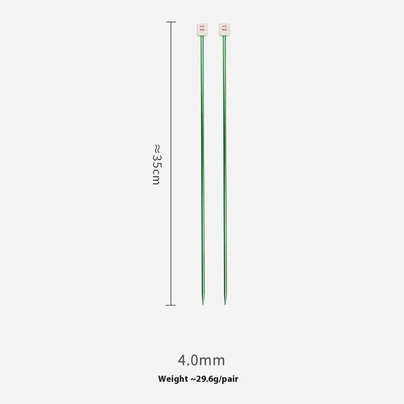 Crochet hook set with 13 sizes from 2.0mm to 10.0mm, each hook has a protective cap, showing lengthened 15cm shafts