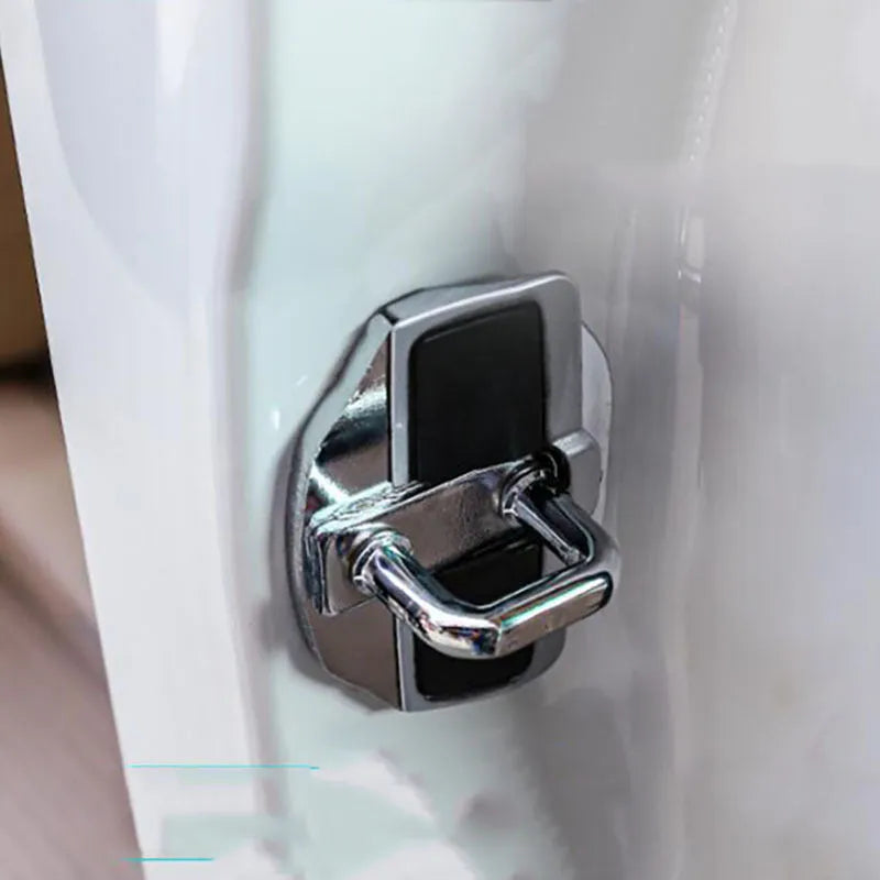 Silver TRD door lock cover and buffer cushion for Toyota Prius car door.