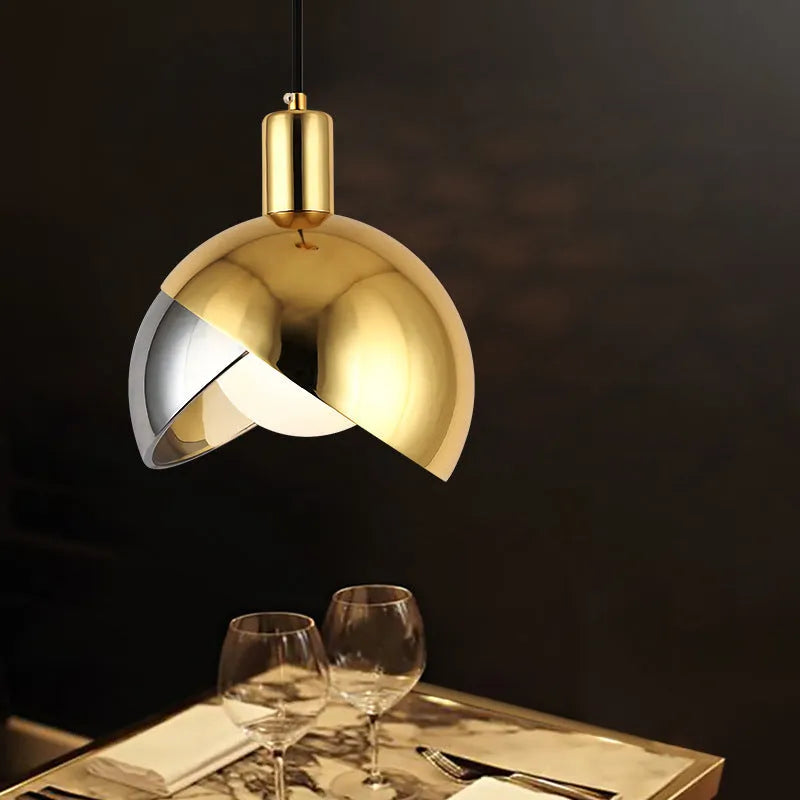 20cm diameter single-head droplight ceiling lamp in champagne gold with integrated warm LED light