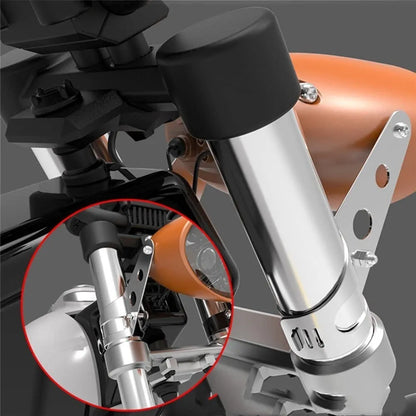 Black iron motorcycle headlamp support bracket pair for retro bike modification