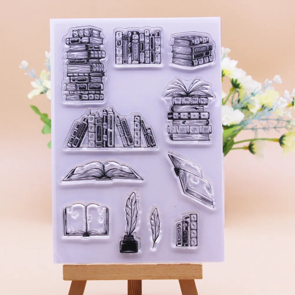 Transparent silicone stamp with self-adhesive backing measuring 11cm by 16cm for craft projects