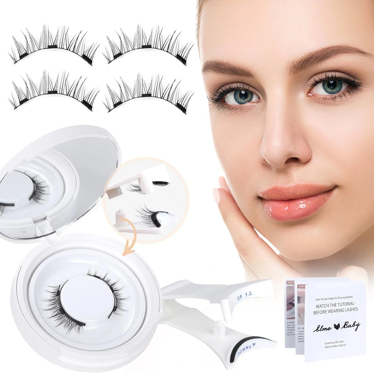 Luxurious magnetic suction false eyelashes in super soft mink hair for a natural look