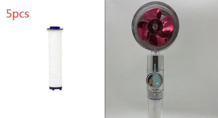 360° Rotating Shower Head with Built-In Fan - Premium ABS Plastic Construction, Water-Saving High-Pressure Spray