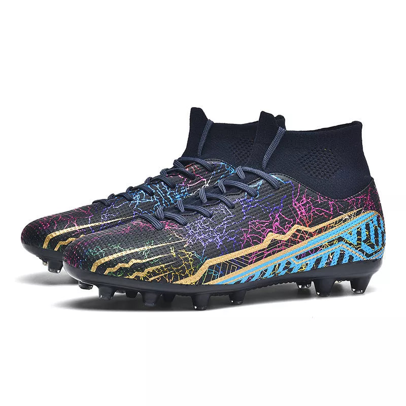 Youth high-top spike turf football shoes in various colours, sizes 35-47
