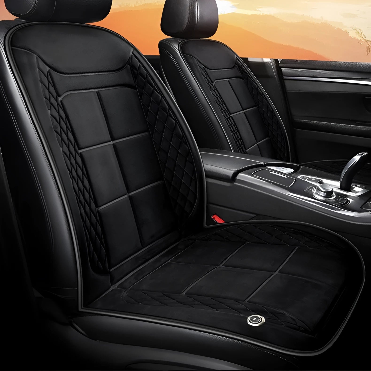Auto heating car seat cushion for winter driving in beige, black or coffee colours