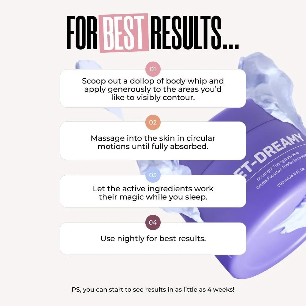 Purple packaged MAELYS Night Sleep Tightening Cream Body Lotion 200ml for overnight skin firming