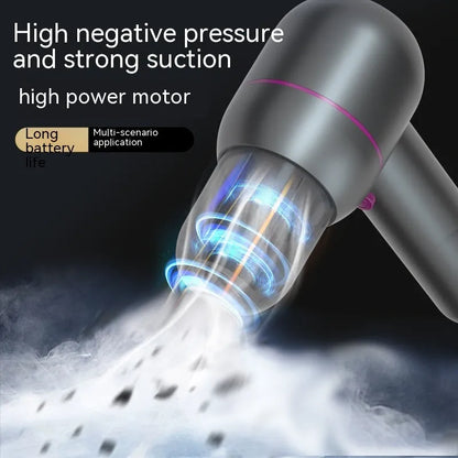 XC-06 grey portable handheld car vacuum cleaner with rechargeable battery and accessories