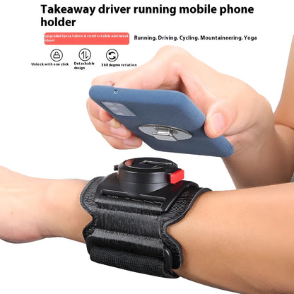 Black mobile phone arm bag for takeaway driving and running with wrist strap