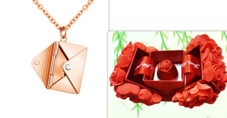 Stylish envelope pendant necklace made of premium titanium steel, with adjustable length and versatile design for any occasion