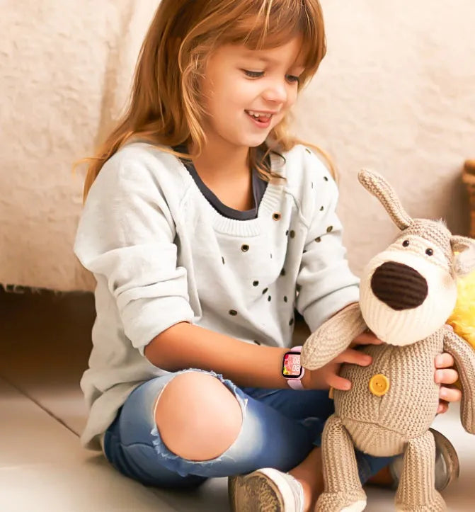 Blue H39T children's smart watch with sporty TPU strap and 1.4-inch screen on wrist