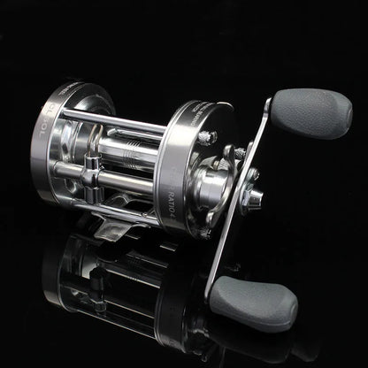 CL-60 metal double brake drum fishing reel in gun colour, gold or blue, 510g copper aluminium alloy, left or right hand