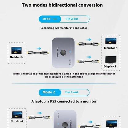 Grey alloy cable separator adapter for HD computer audio and video television line conversion