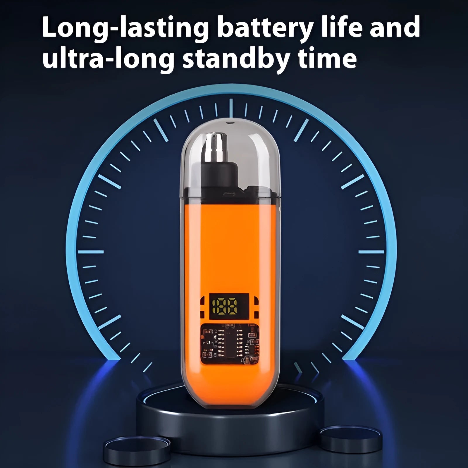 Rechargeable nose hair trimmer with digital display, cleaning brush, and USB charger