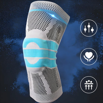 Sky blue elastic fibre knee pads for running and basketball sports support