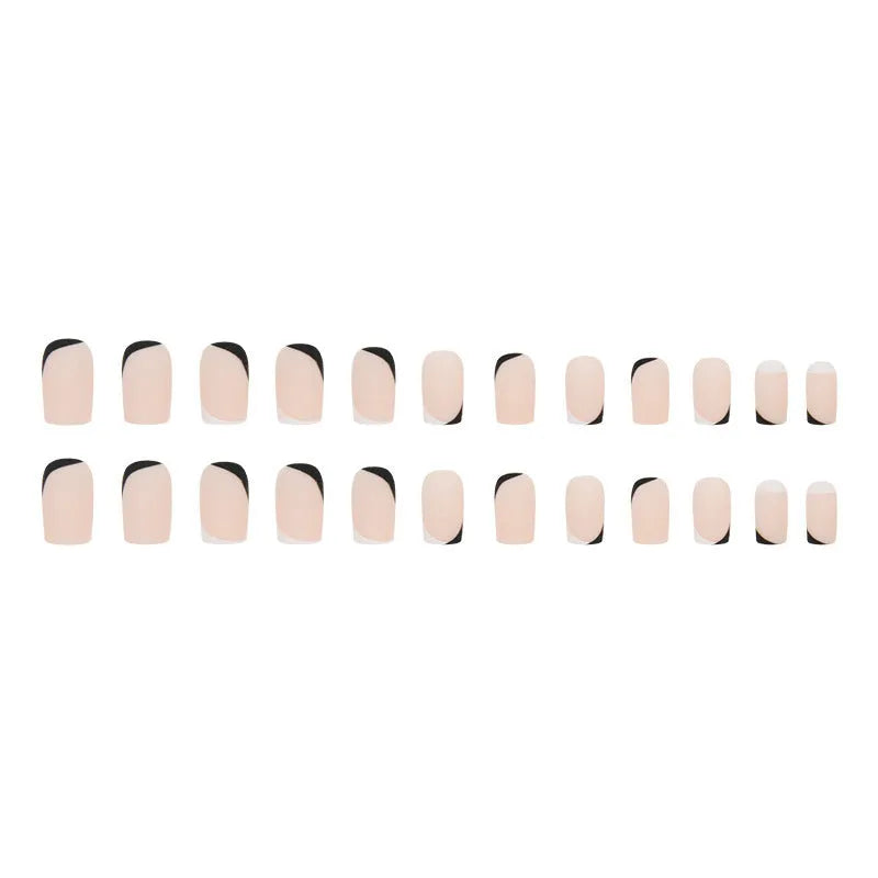 Black and white frosted plastic nail armour pieces for creating French and hot girl style manicures
