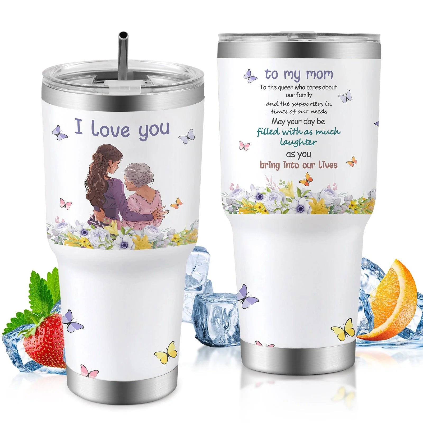 30oz insulated travel mug for car, keeps drinks hot or cold, spill-proof lid