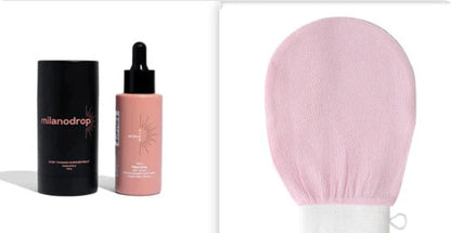 Matte Sun Tanning Black Liquid set with 50ml tanning drops bottle, 75ml flash cream tube, and black essence applicator