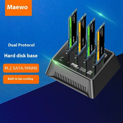 Silver aluminium M.2 Dual Protocol SSD Base showing mounting holes and dual-interface socket