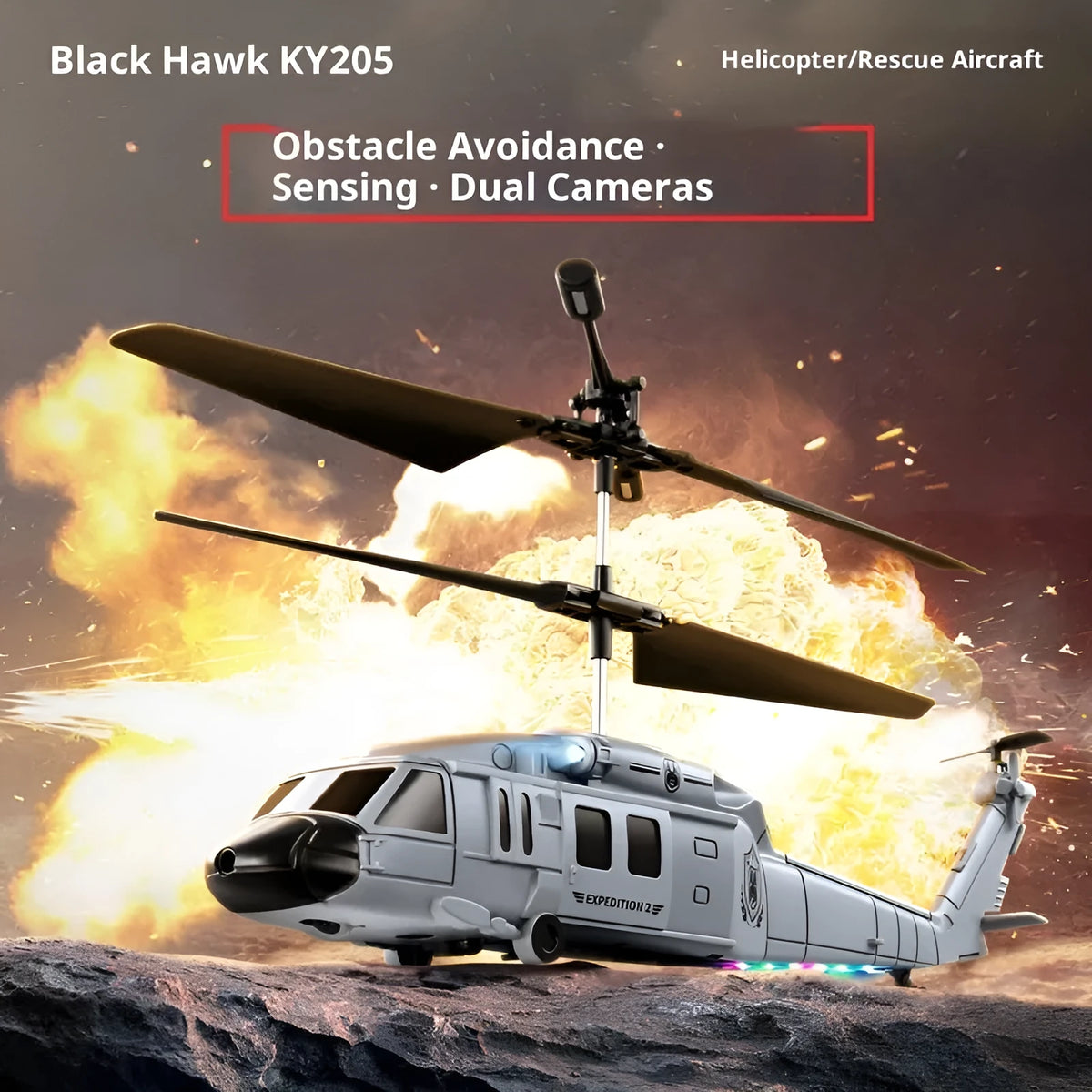 HD aerial photography drone with obstacle avoidance, plastic body under 30cm, grey or red, 1-3 battery versions