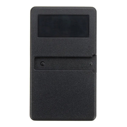 Black three-key garage door remote control with 390 MHz frequency and Rolling Code technology.
