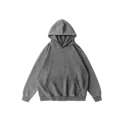 Man wearing a loose, collarless cotton hoodie with a batik-washed texture in a brown colour.