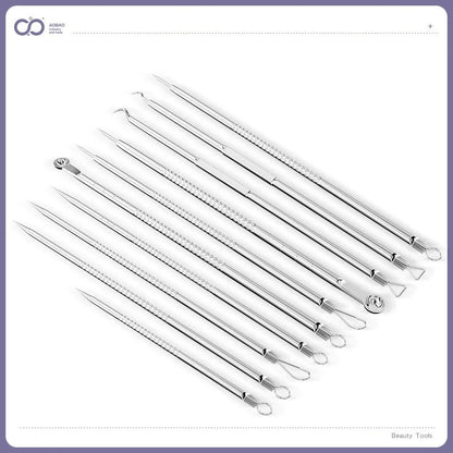 Four metal acne needles with ultra fine pointed tips for precise spot treatment skincare