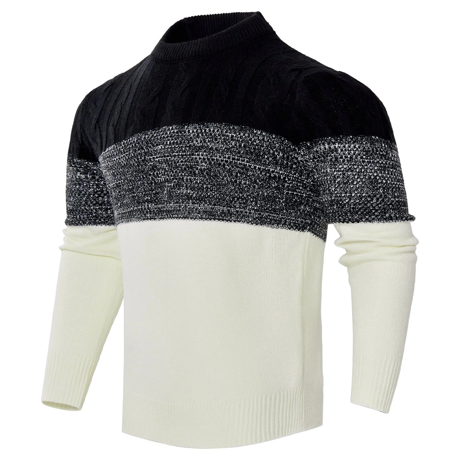 Men's Casual Cable Knit Colour Block Sweater in various colours for stylish comfort