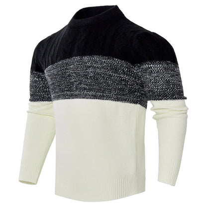 Men's Casual Cable Knit Colour Block Sweater in various colours for stylish comfort