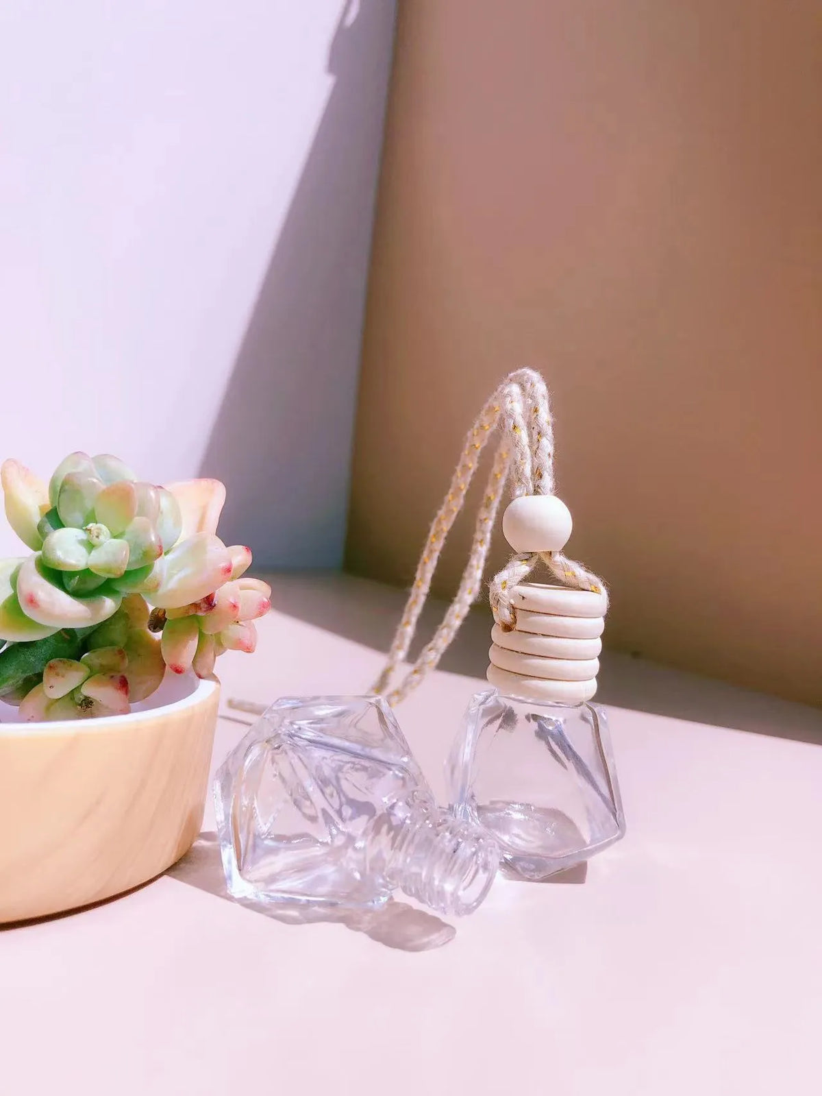 Car perfume pendant fragrance with glass bottle in four style options